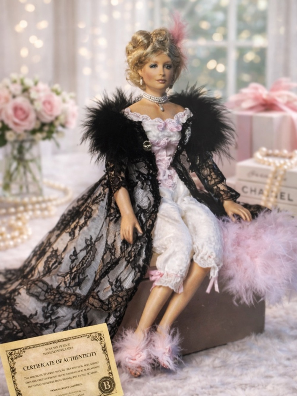 Vintage Paradise Galleries Lily Doll w/ COA Porcelain Collectible Lace Dress